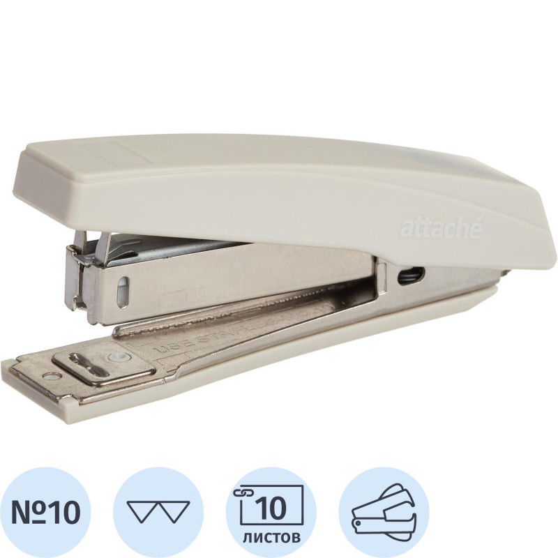 Степлер Attache Economy №10, до 10 листов, пластик, серый антистеп