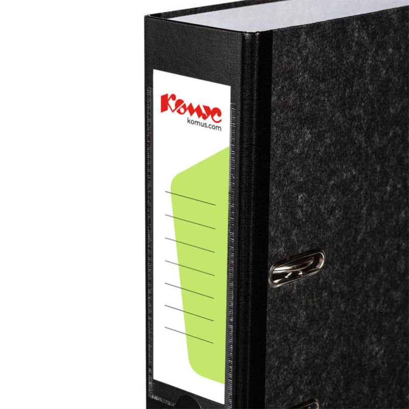 Папка-регистратор Комус мрамор.карт 75мм черн кореш,бум/бум,карм.кор,мет.уг