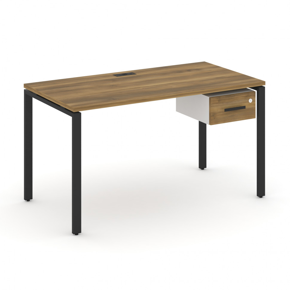 Concept Стол рабочий с подвесной тумбой с одним ящ. CN.SP-111 B Сандал Янтарный/Белый Бриллиант/Мета