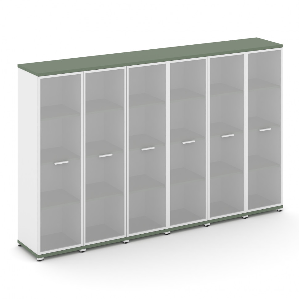 Concept Шкаф 6 узких секций, 4 ниши CN.STU-466 RMW W Кобо/Белый Бриллиант/Металл Белый/Сатин 2500*42