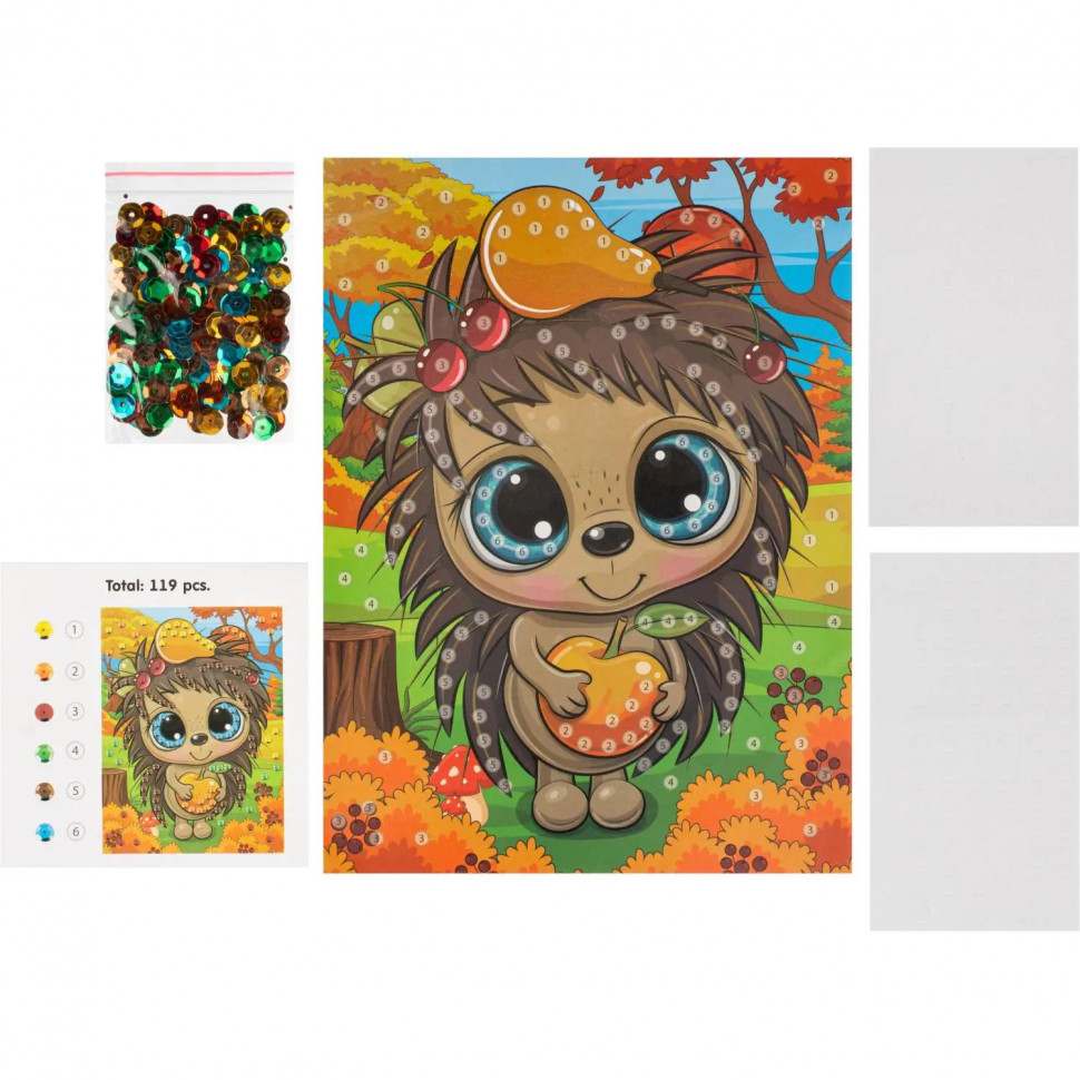 Аппликация из пайеток Ёжик МУЛЬТИ АРТ  SEQPACK-112294