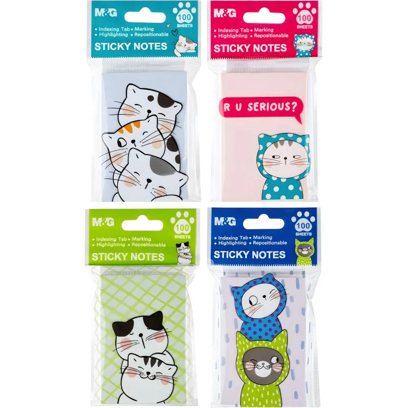 Стикеры с клеевым краем M&G So Many Cats, 76x51мм, 100 л, в ассорт