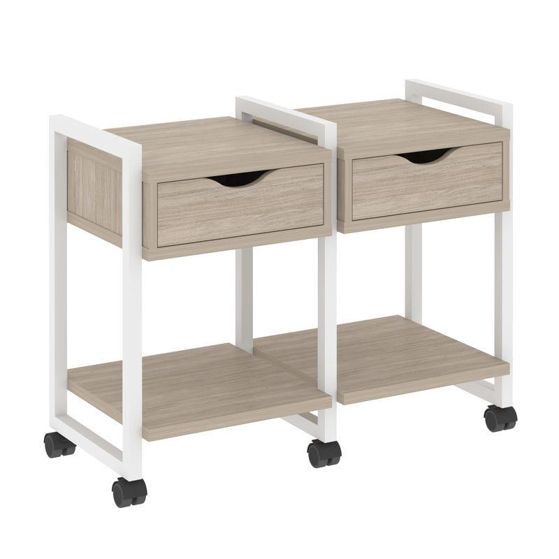 Loft Тумба на колесных опорах VR.L-TN-1.K Дуб Аттик/Металл Белый 970*460*767