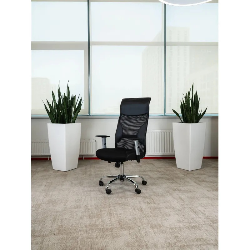 Кресло BN_Dt_EChair-577 TTW кожзам,ткань,сетка черные