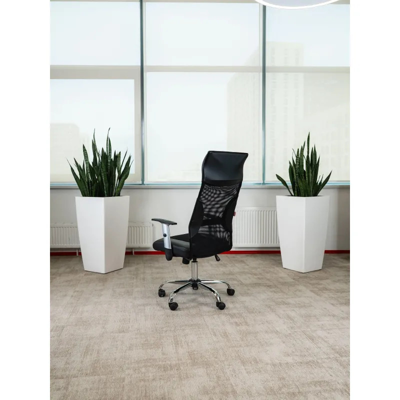 Кресло BN_Dt_EChair-577 TTW кожзам,ткань,сетка черные