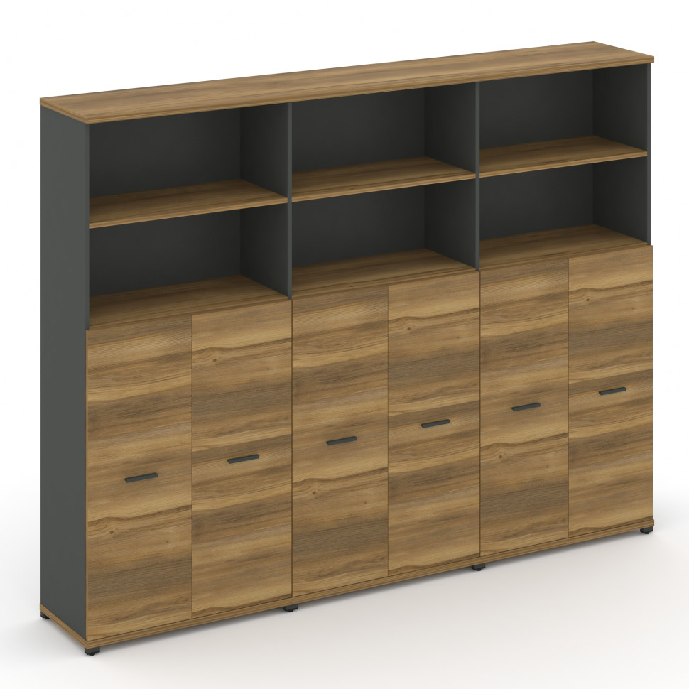 Concept Шкаф 3 широкие секции, 5 ниш CN.STS-534 A Сандал Янтарный/Антрацит/Металл Антрацит 2500*420*