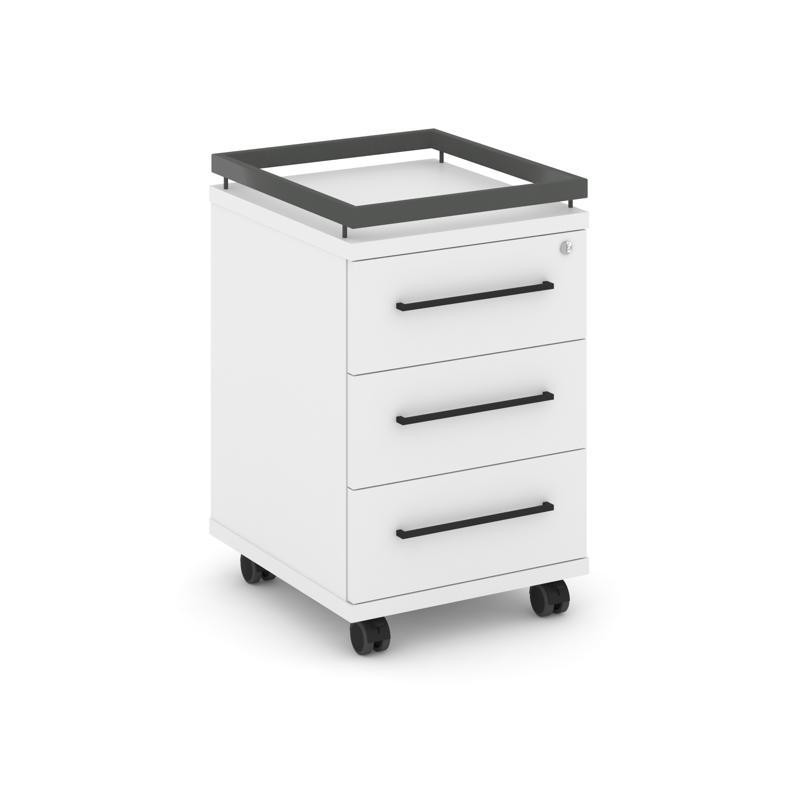 Rift Тумба мобильная усиленная + рамка RF.TM-003 Белый Бриллиант/Металл Антрацит/Черный Ручки 416*46