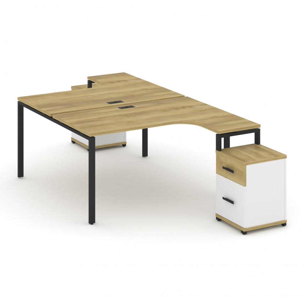 Concept Рабочая станция с 2 опорными тумбами CN.DSA-307 B Дуб Винченцо/Белый Бриллиант/Металл Черный
