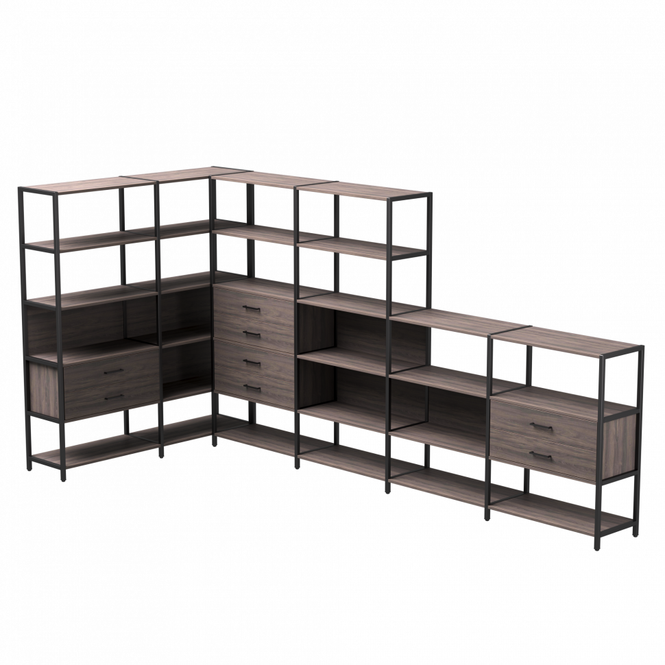 Набор стеллажных систем №18 Everprof EVO (ЭВО) 1635x3630x1840 Дуб Пасадена/Черный