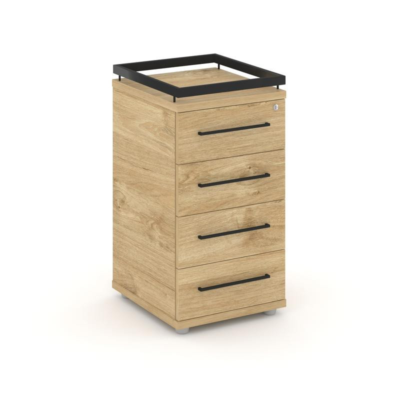 Rift Тумба приставная+рамка RF.TPR-002 Тиквуд Светлый/Металл Черный/Черный Ручки 416*460*797