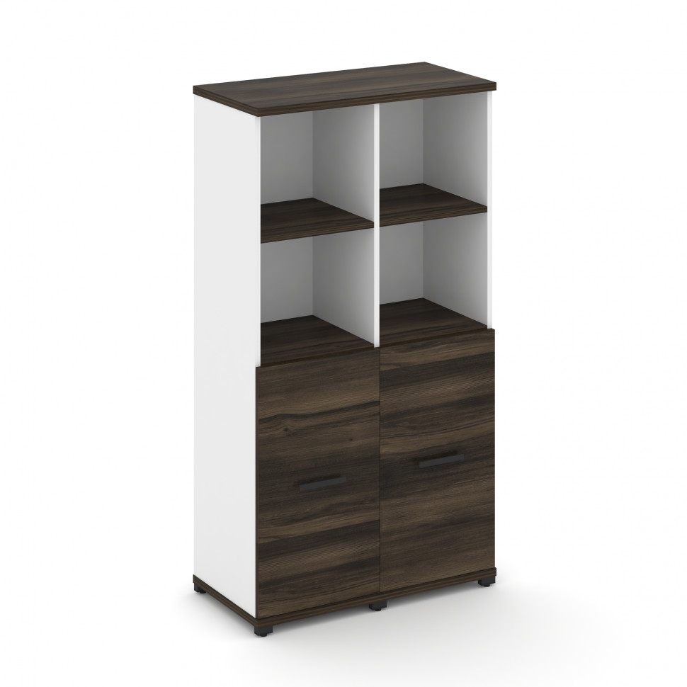 Concept Шкаф 2 узкие секции, 4 ниши CN.STU-421 B Дуб Мали/Белый Бриллиант/Металл Черный 836*420*1554