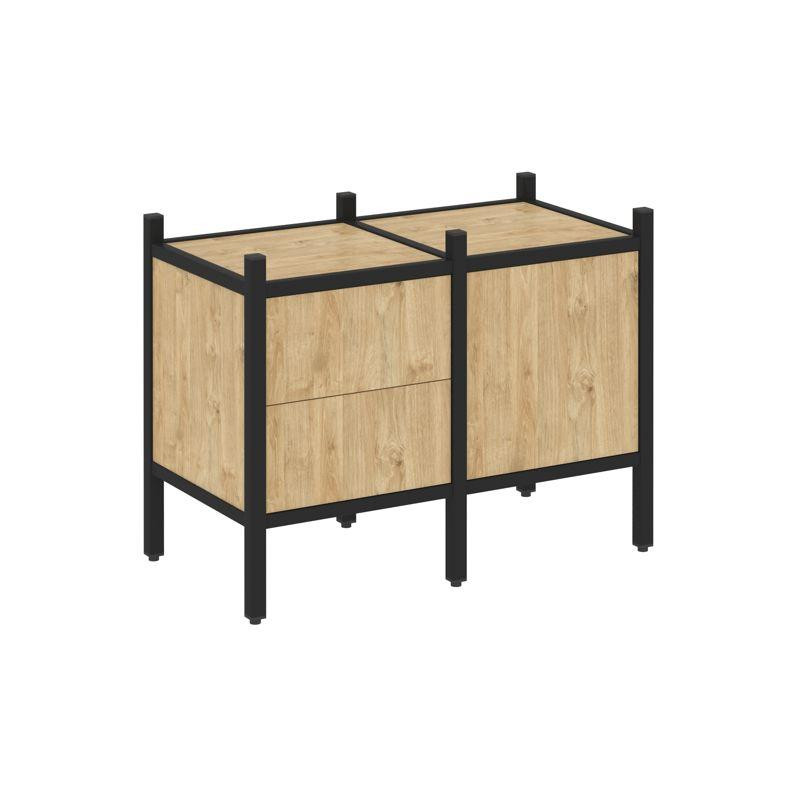 Loft Прямой стеллаж VR.L-01 Тиквуд Светлый/Металл Черный 862*446*636