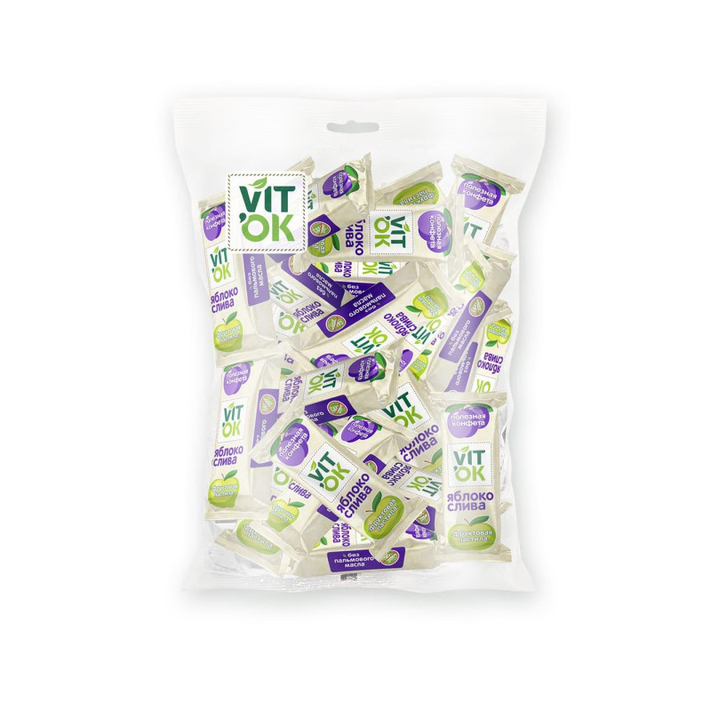 Пастила фруктовая неглазированная конфета VITok, Яблоко-слива, 500г