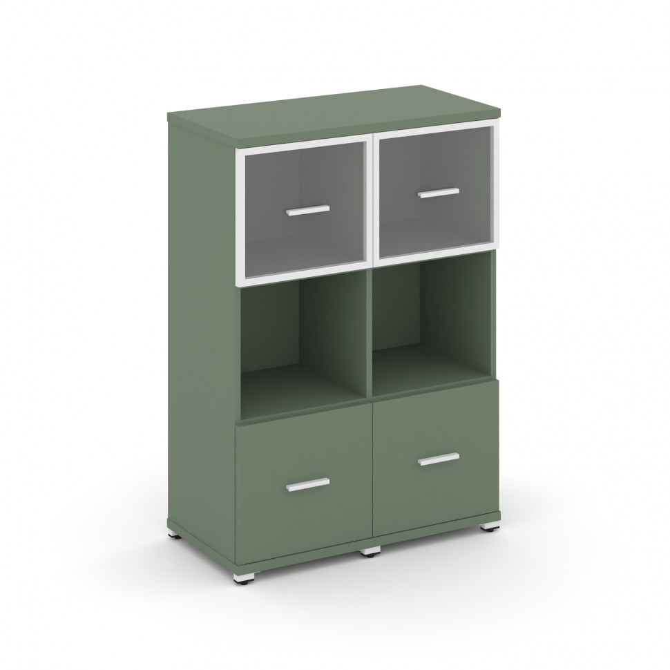 Concept Шкаф 2 узкие секции, 3 ниши CN.STU-325 RPW W Кобо/Металл Белый/Прозрачный 836*420*1186