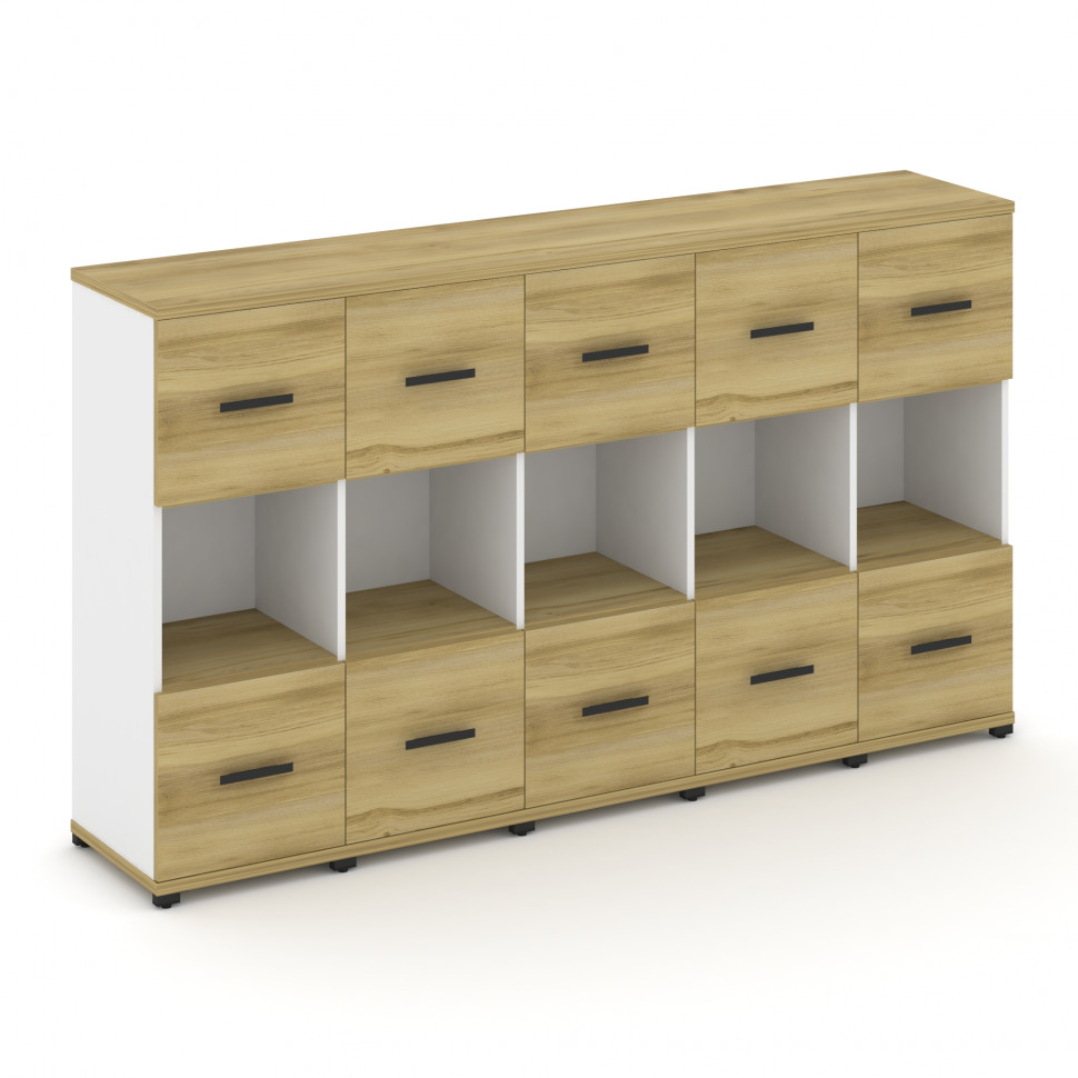 Concept Шкаф 5 узких секций, 3 ниши CN.STU-355 B Дуб Винченцо/Белый Бриллиант/Металл Черный 2084*420