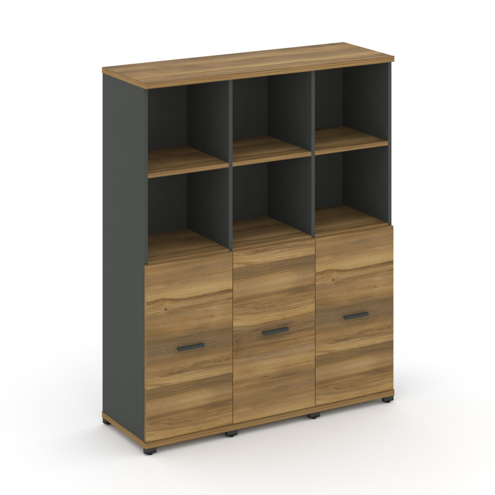 Concept Шкаф 3 узкие секции, 4 ниши CN.STU-431 A Сандал Янтарный/Антрацит/Металл Антрацит 1252*420*1