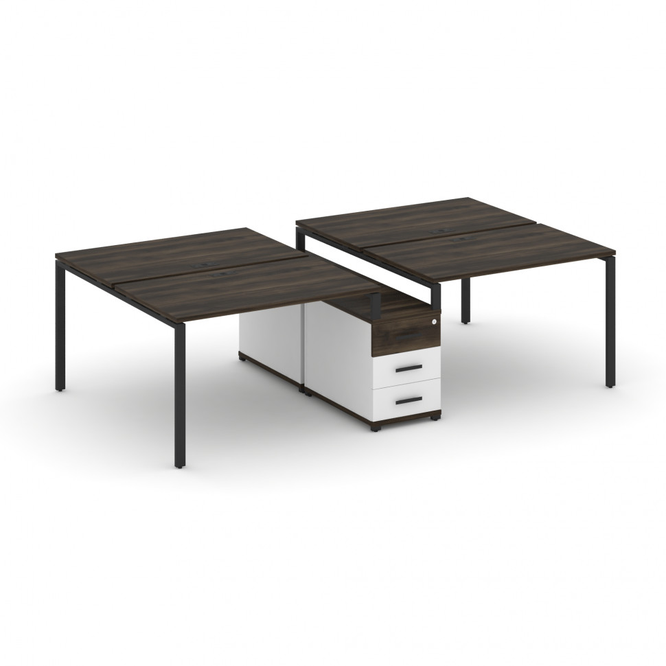 Concept Рабочая станция 4 места с двухсторонней опорной тумбой CN.DRS-310 B Дуб Мали/Белый Бриллиант