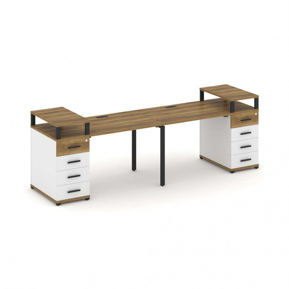 Concept Рабочая станция 2 места с 2 опорными тумбами CN.ORS-425 B Сандал Янтарный/Белый Бриллиант/Ме Concept Рабочая станция 2 места с 2 опорными тумбами CN.ORS-425 B Сандал Янтарный/Белый Бриллиант/Ме