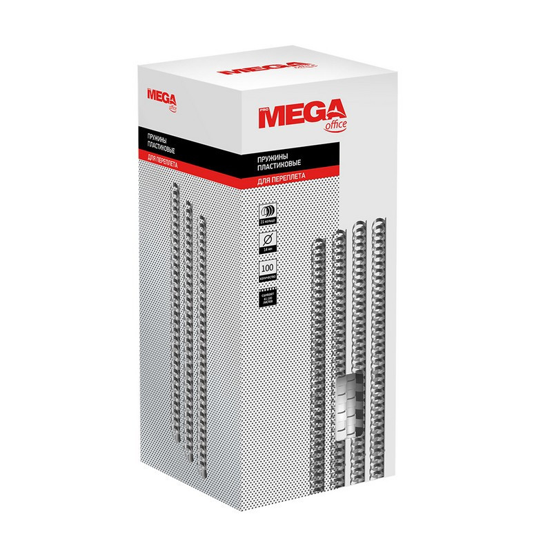 Пружины для переплета пластиковые Promega office 14мм белые 100шт/уп.