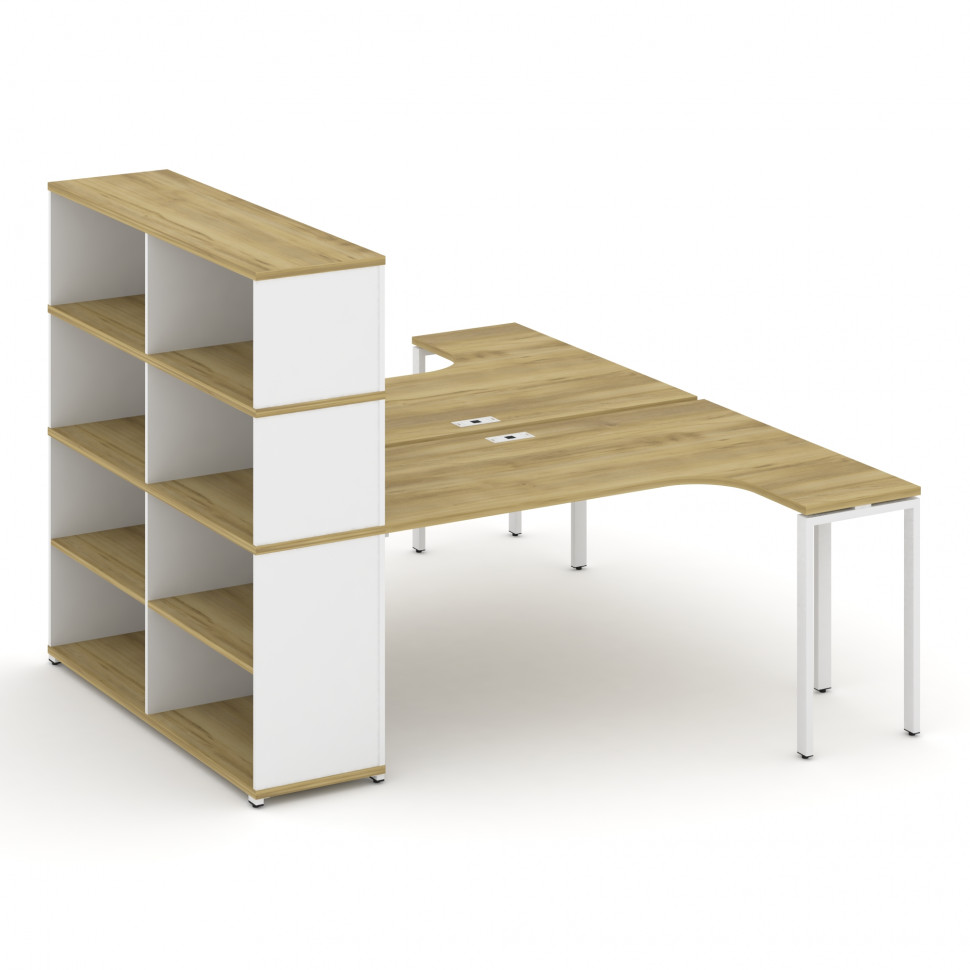 Concept Рабочая станция с опорным стеллажом с надставкой выс. CN.DSA-208 Дуб Винченцо/Белый Бриллиан