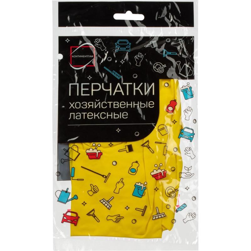 Перчатки хозяйственные желтые, р. М  вес 36-42гр