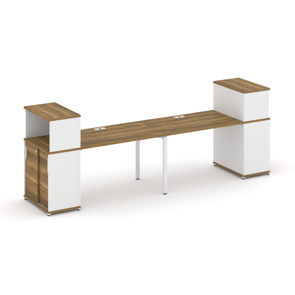 Concept Рабочая станция с опорными шкафом-купе с надставкой низ. CN.ORS-238 W Сандал Янтарный/Белый