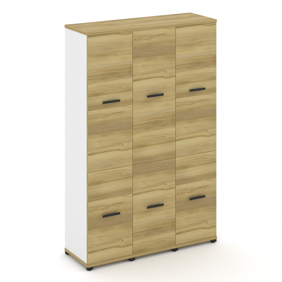 Concept Шкаф 3 узкие секции, 5 ниш CN.STU-532 B Дуб Винченцо/Белый Бриллиант/Металл Черный 1252*420*