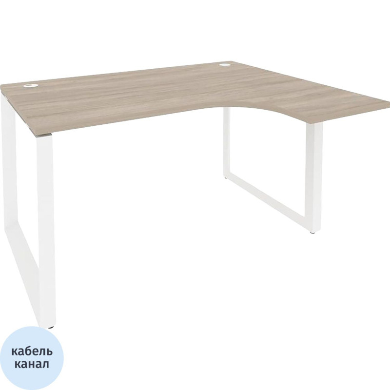 Стол 0MX_ONIX-О правый О на металлокаркасе O.MO-SA-3R аттик дуб/белый