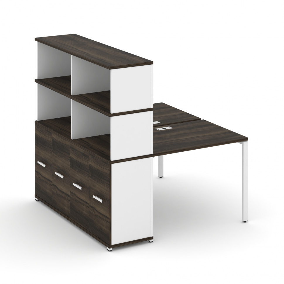 Concept Рабочая станция с опорным распаш. шкафом с надставкой выс. CN.DRS-229 W Дуб Мали/Белый Брилл