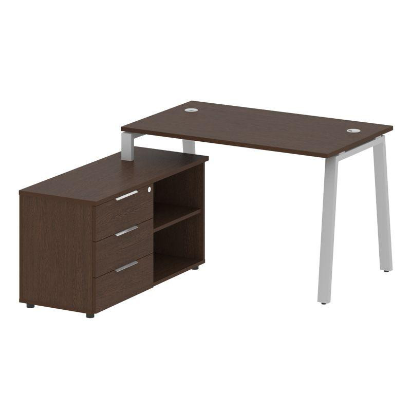 Metal System Рабочая станция с тумбой на А-образном м/к БА.РС-СТС-2.2 (L) Венге Цаво/Металл Серый 13