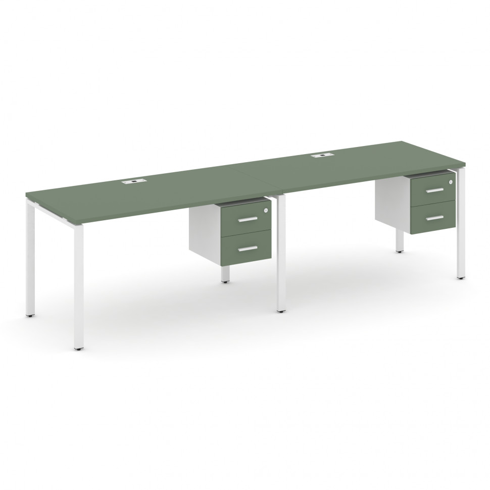 Concept Рабочая станция односторонняя с подвес. тумбами 2 места CN.ORS-113 W Кобо/Белый Бриллиант/Ме