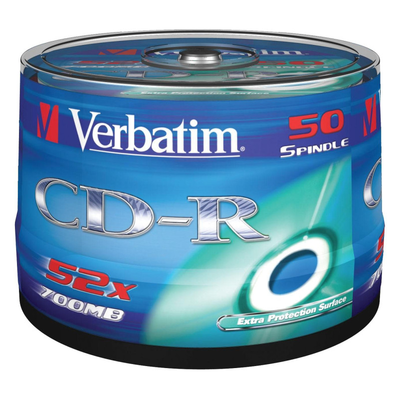 Носители информации CD-R, 52x, Verbatim Extra Protection, Cake/50, 43351