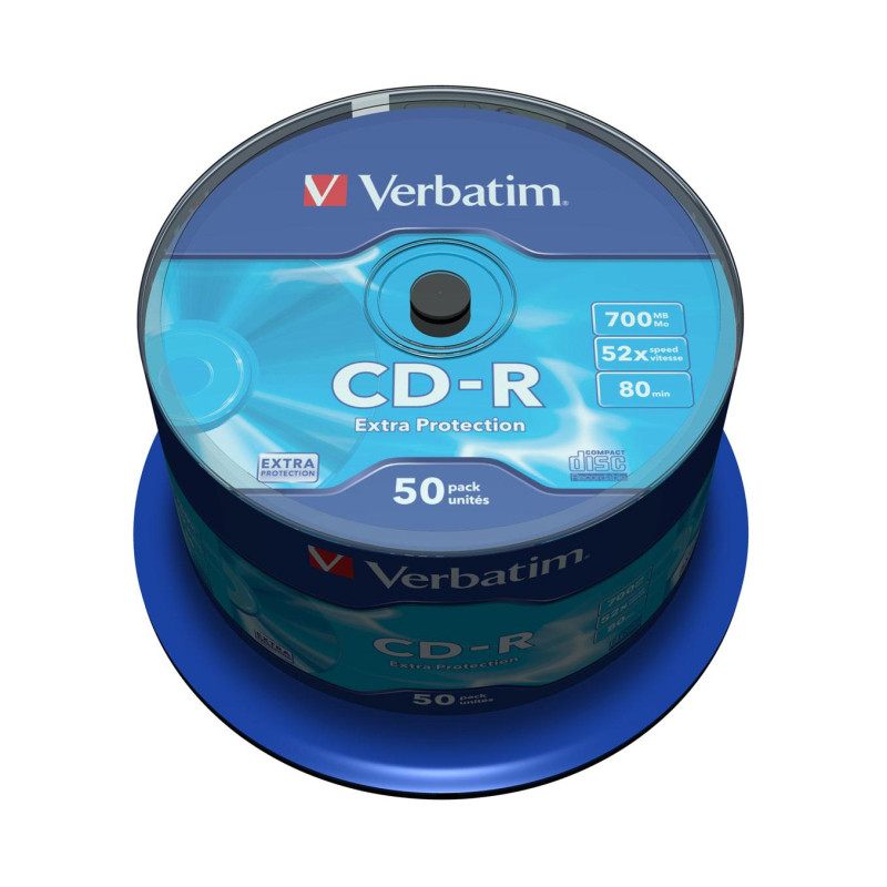 Носители информации CD-R, 52x, Verbatim Extra Protection, Cake/50, 43351