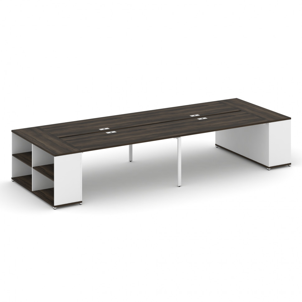 Concept Рабочая станция с опорными стеллажами CN.DRS-248 Дуб Мали/Белый Бриллиант/Металл Белый 4000*