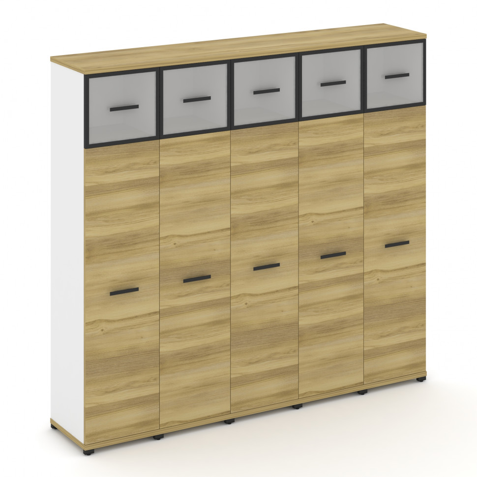 Concept Шкаф 5 узких секций, 5 ниш CN.STU-557 RMB B Дуб Винченцо/Белый Бриллиант/Металл Черный/Сатин