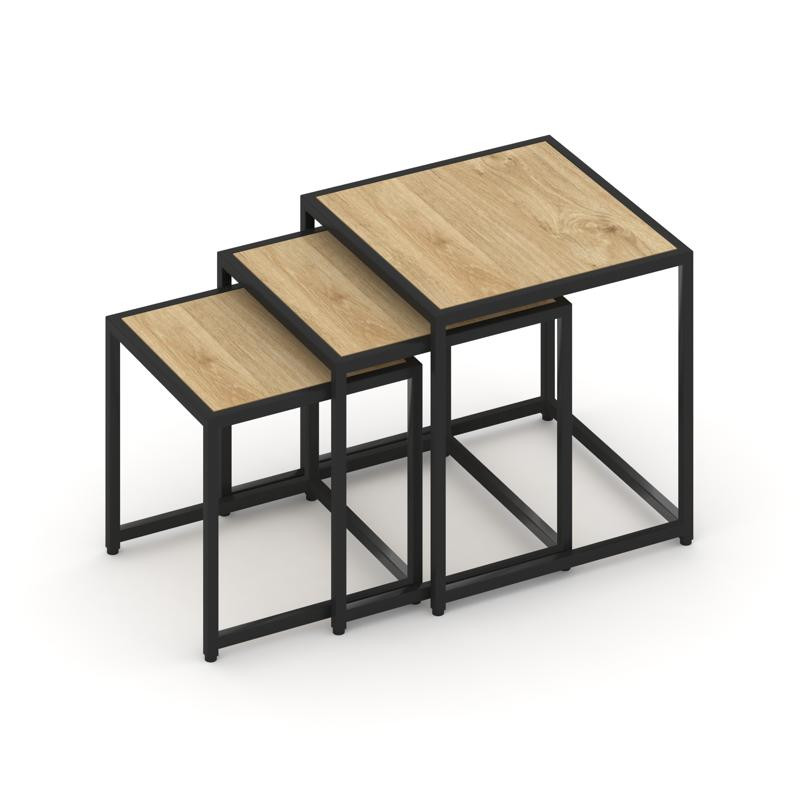 Loft Стол журнальный VR.L-SJK-40 Тиквуд Светлый/Металл Черный 400*400*400