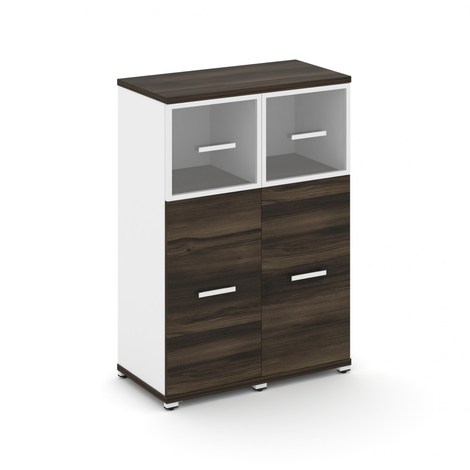 Concept Шкаф 2 узкие секции, 3 ниши CN.STU-324 RPW W Дуб Мали/Белый Бриллиант/Металл Белый/Прозрачны