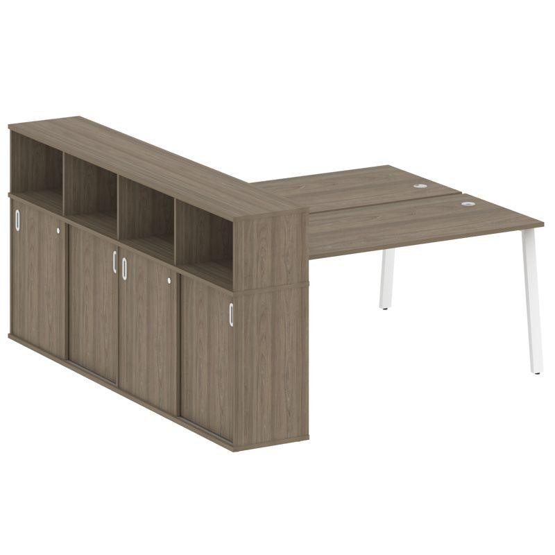 Metal System Рабочая станция с шкафом-купе на А-образном м/к БА.РС-СШК-4.4 Т Вяз Благородный/Металл