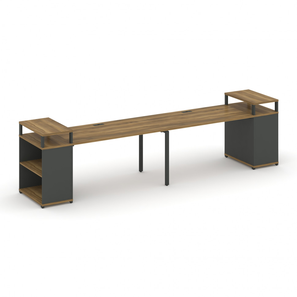 Concept Рабочая станция с опорными стеллажами с верх. горизонтами CN.ORS-207 Сандал Янтарный/Антраци