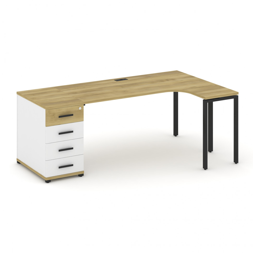 Concept Стол эргономичный CN.SA-402(R) B Дуб Винченцо/Белый Бриллиант/Металл Черный 2000*1180*750 Concept Стол эргономичный CN.SA-402(R) B Дуб Винченцо/Белый Бриллиант/Металл Черный 2000*1180*750