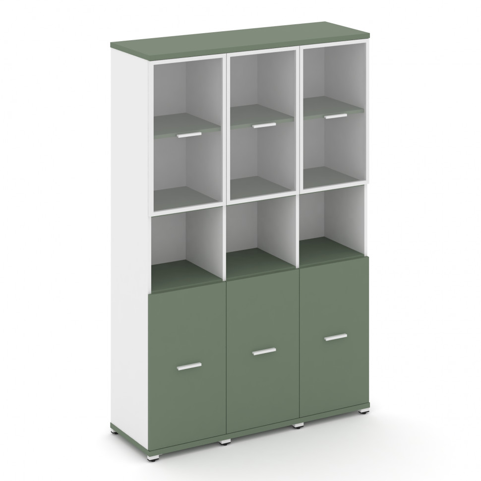 Concept Шкаф 3 узкие секции, 5 ниш CN.STU-533 RPW W Кобо/Белый Бриллиант/Металл Белый/Прозрачный 125