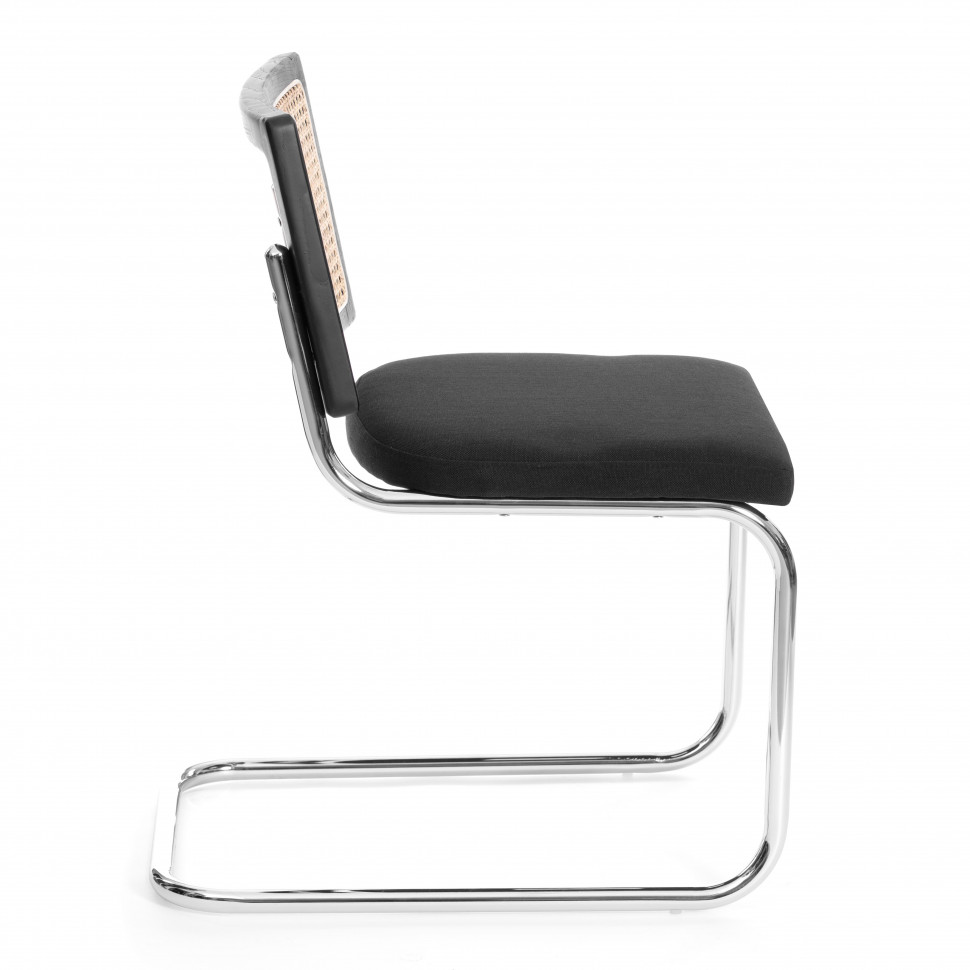 Стул MANI дерево вяз, ротанг/ткань лен, металлический каркас, черный, 46х46х78 см