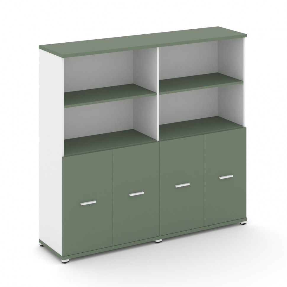 Concept Шкаф 2 широкие секции, 4 ниши CN.STS-421 W Кобо/Белый Бриллиант/Металл Белый 1668*420*1554