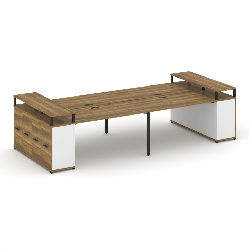 Concept Рабочая станция с опорными распаш. шкафами с верх. горизонтами  CN.DRS-267 B Сандал Янтарный