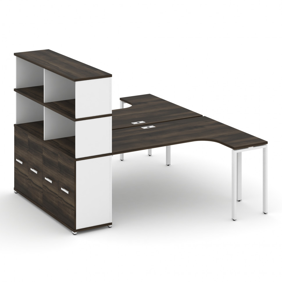 Concept Рабочая станция с опорным распаш. шкафом с надставкой выс. CN.DSA-216 W Дуб Мали/Белый Брилл