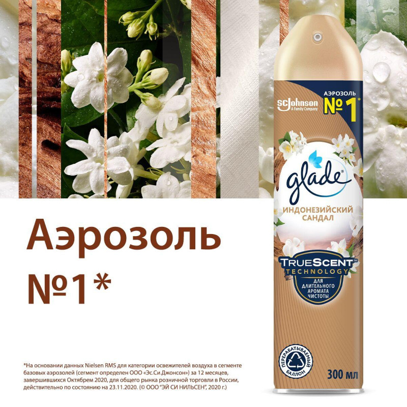 Освежитель воздуха Glade индонезийский сандал 300мл