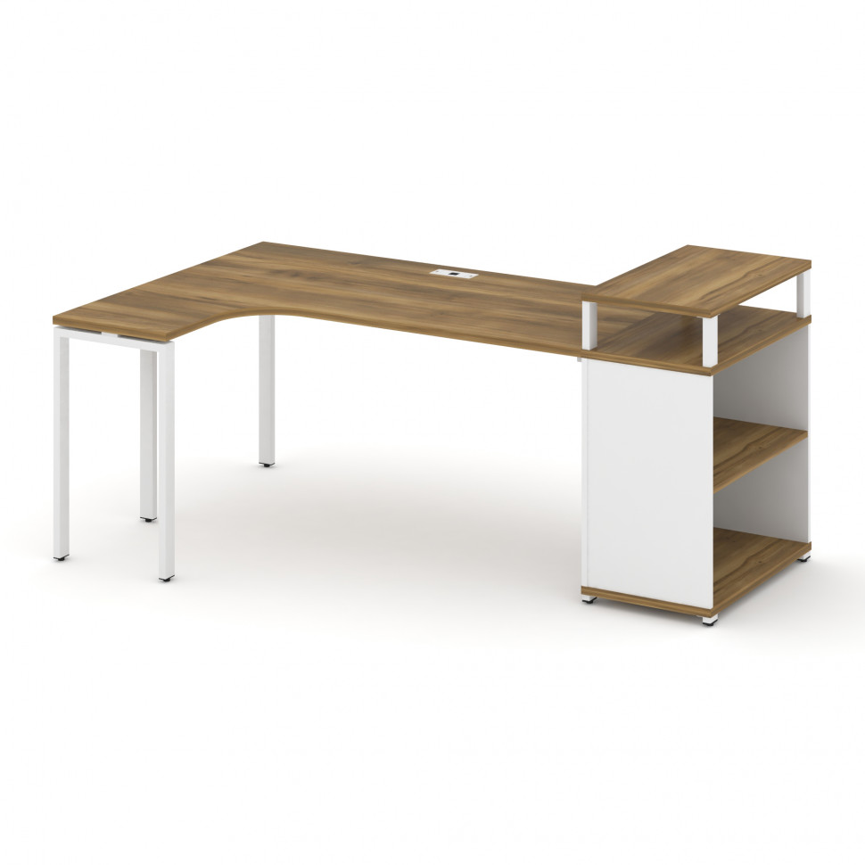 Concept Стол эргономичный с опорным стеллажом с верх. горизонтом CN.SA-204(L) Сандал Янтарный/Белый