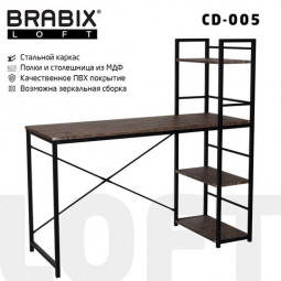Стол на металлокаркасе BRABIX "LOFT CD-005", 1200х520х1200 мм, 3 полки, цвет морёный дуб, 641221
