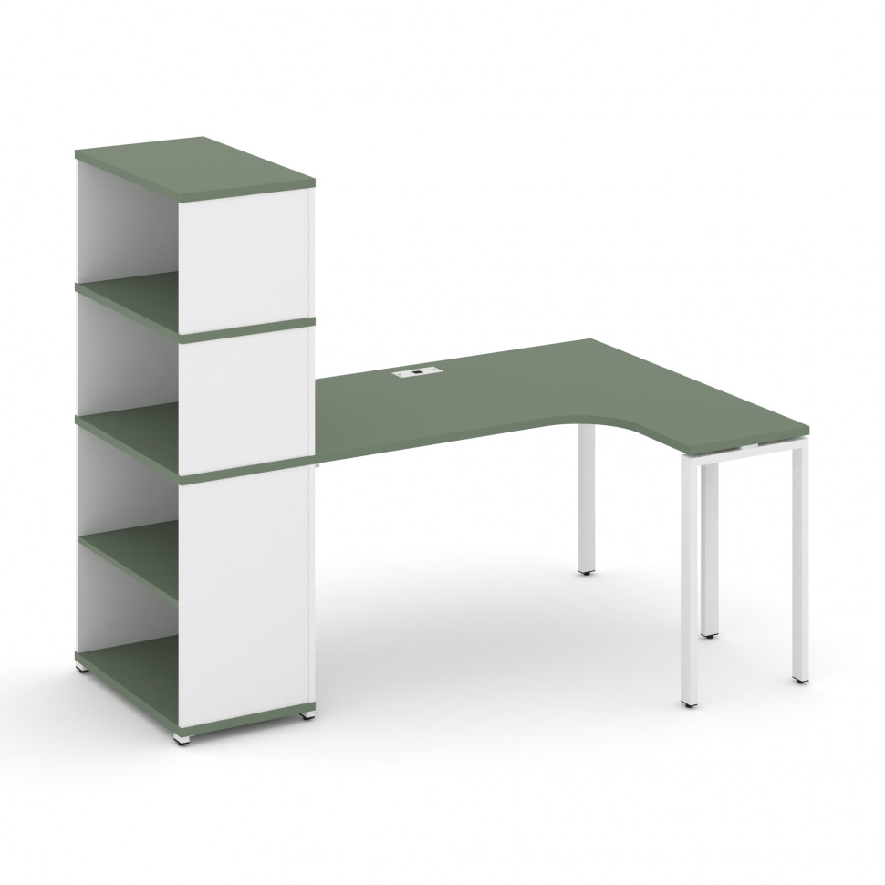 Concept Стол эргономичный с опорным стеллажом с надставкой выс. CN.SA-208(R) Кобо/Белый Бриллиант/Ме