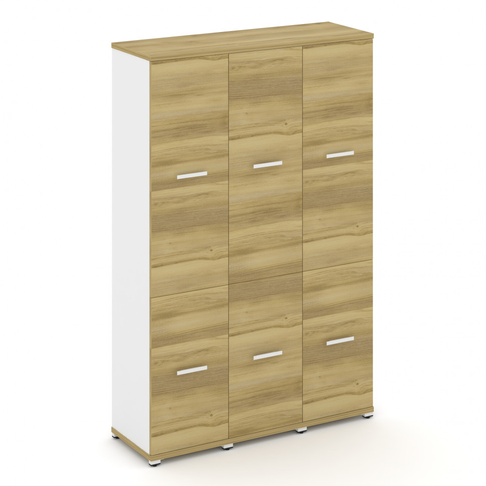 Concept Шкаф 3 узкие секции, 5 ниш CN.STU-532 W Дуб Винченцо/Белый Бриллиант/Металл Белый 1252*420*1